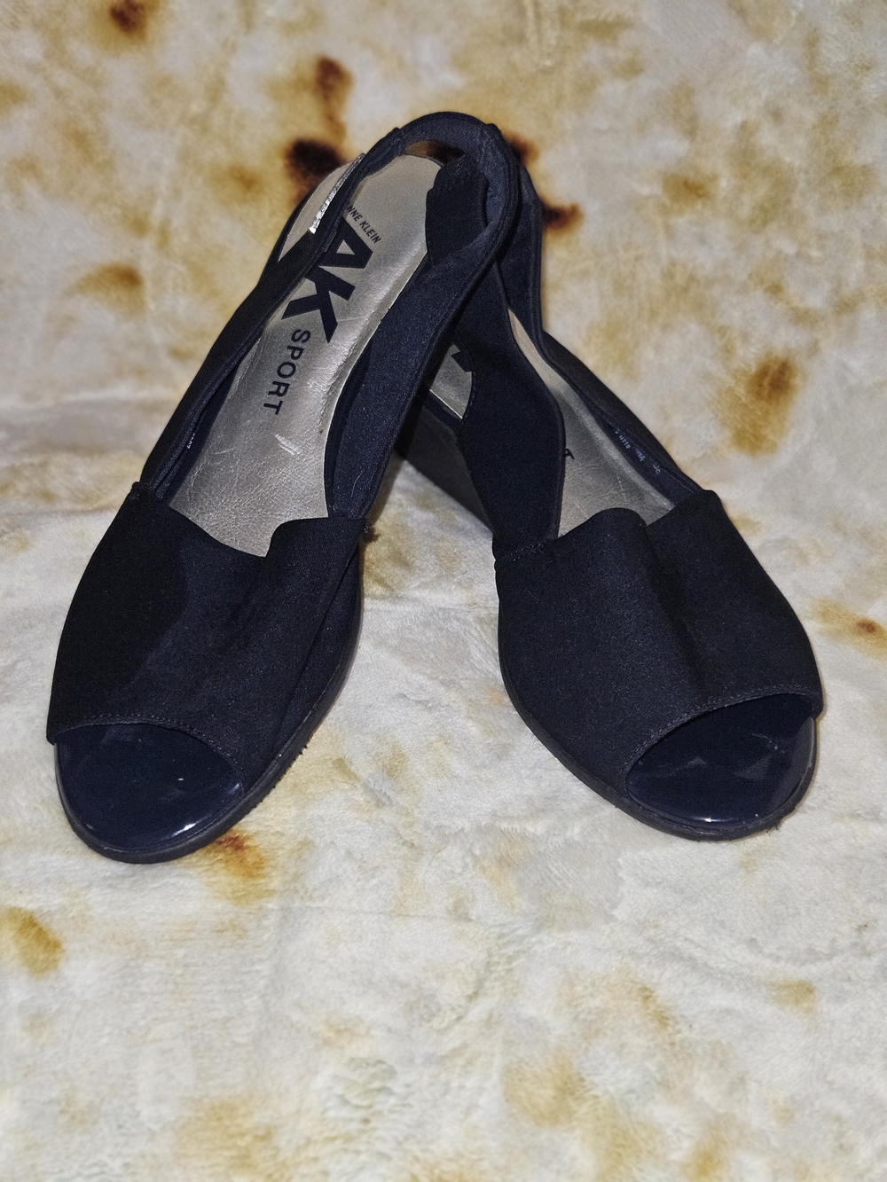 Anne Klein Black Open-Toe Slingback Flats